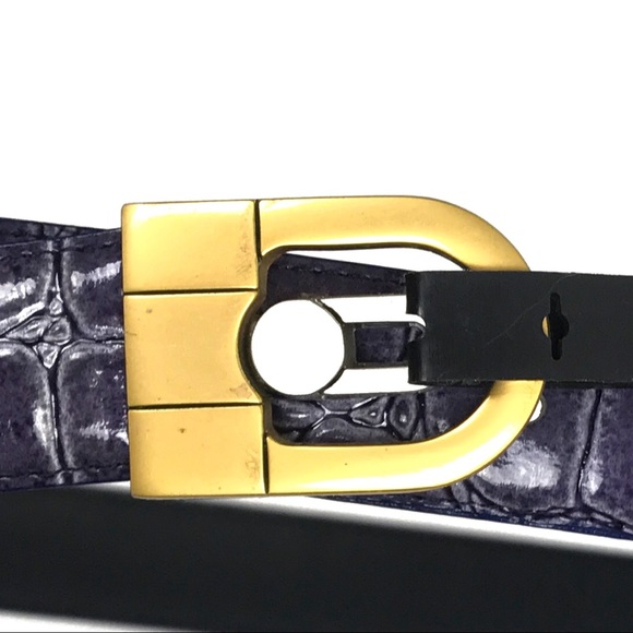 NWT Purple Leather Crocodile Print Belt Sz 40 - Picture 2 of 4
